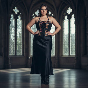 TRIPP NYC CURVE HALTER CORSET “BO PEEP” Floral Black SIZE 2X Bust 41”-45”